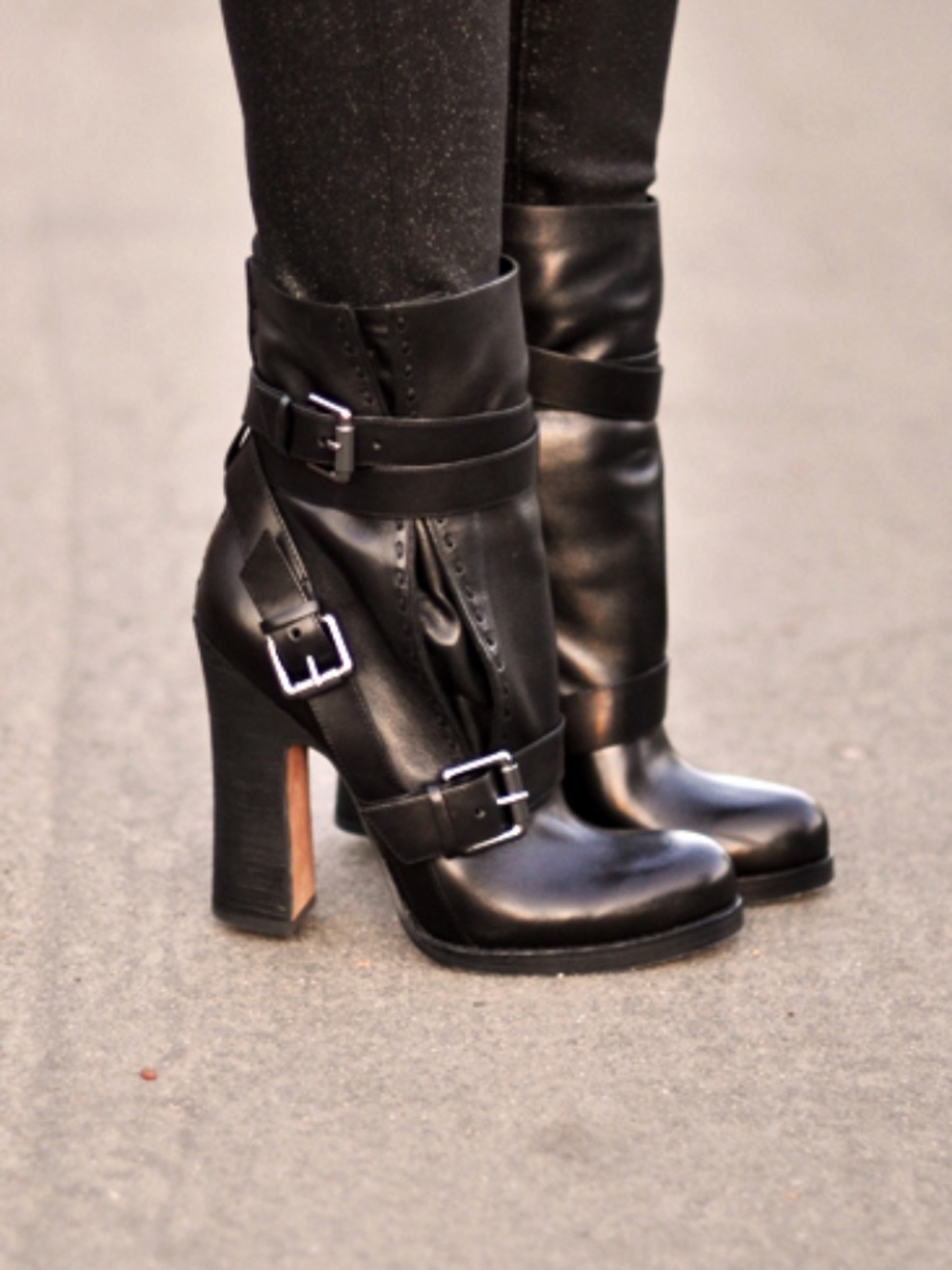 Jean Michel-Cazabat Leigh Buckle Boots Black Leather Moto Biker Indie Sleaze